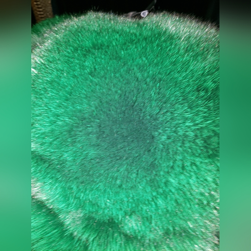 Emerald green/black genuine fox fur genuine lambskin leather trooper trapper hat